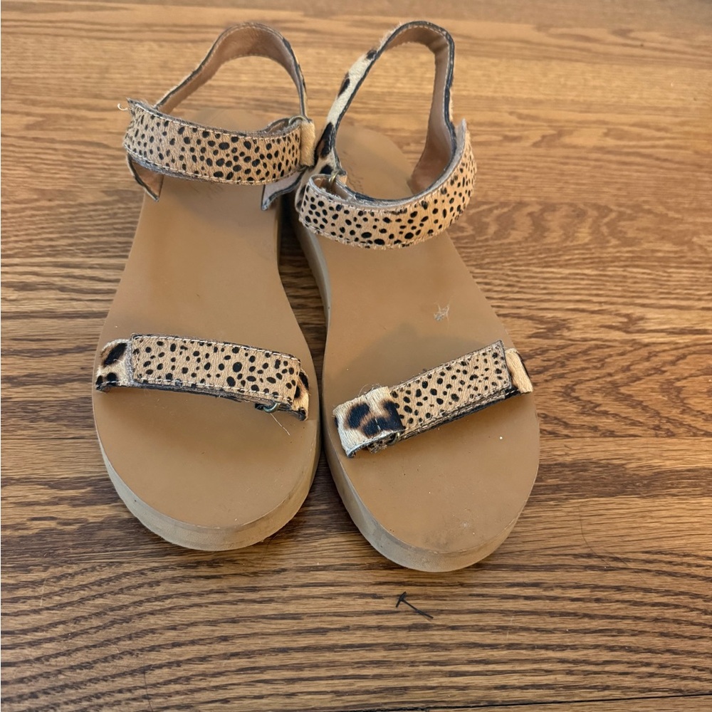 Madewell Leopard-Pattern Leather Strap Sandals - Tan/Black